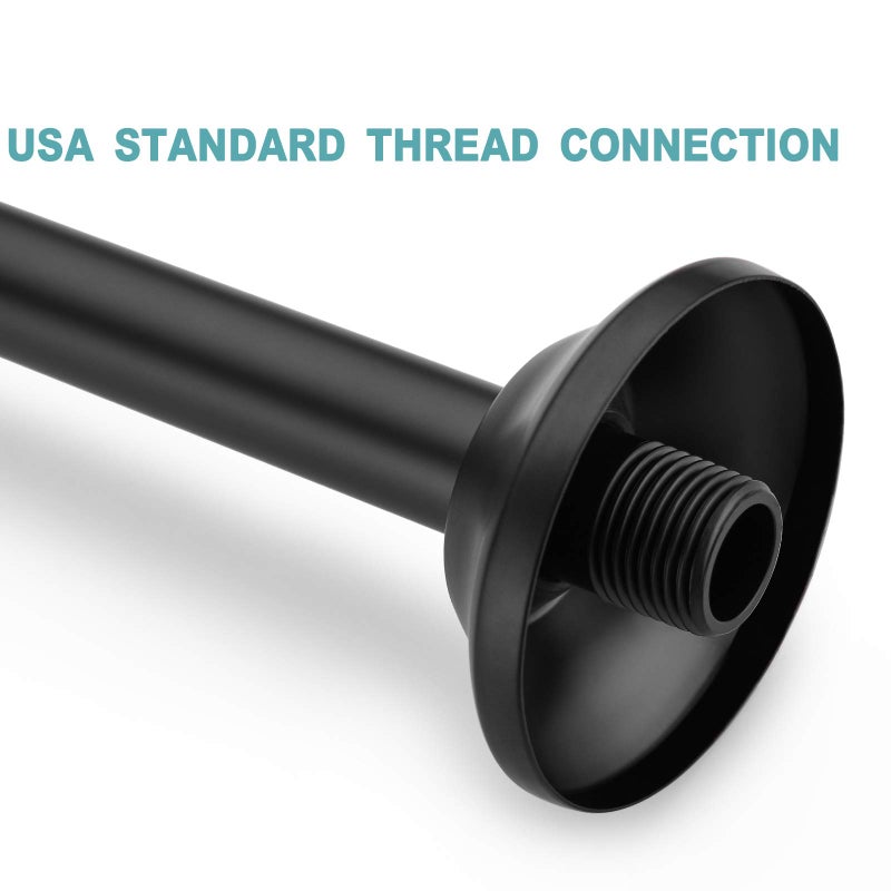 BESTILL 16 Inch L-Shaped Shower Head Extension Arm, Shower Arm and Flange Included, Matte Black - Image 5